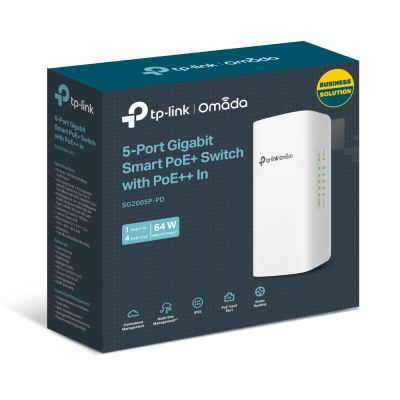 TP-LINK - Switch PoE Omada Para Exterior / 1 Puerto PoE++ IN 802.3 af/at/bt / 4 Puertos PoE+ OUT Gigabit / Adminstración Centralizada Omada