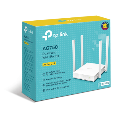 TP-LINK - Router Inalámbrico AC750 / 2.4 GHz y 5 GHz Hasta 733 Mbps / 4 Antenas Externas Omnidireccional / 3 Modos en 1 / 4 Puertos LAN 10/100 Mbps / 1 Puerto WAN 10/100 Mbps / Soporta AgiNet Config - AgiNet ACS (Herramienta de gestión remota)