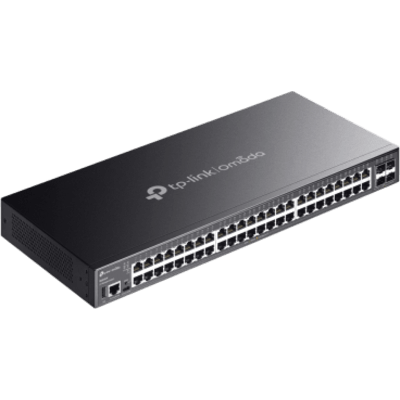 TP-LINK - Switch Administrable de Campus / 48 Puertos Gigabit RJ45 / 4× SFP+ 10G / Apilamiento Físico hasta 4 Unidades / Enrutamiento L3 OSPF-RIP-VRRP / ERPS / Omada SDN / Chasis Metálico 1U Rack 19 in