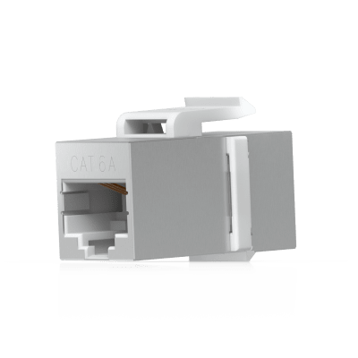 UBIQUITI - Keystone Coupler Cat6A Pass-Through para Cable Ethernet Preterminado, Instalación Snap-In en Patch Panel, Paquete con 12 Piezas
