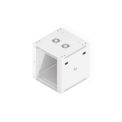 UBIQUITI - UACC Rack Cabinet 12U (598 x 600 mm) - Gabinete Cerrado para Montaje en Pared con Puerta Frontal de Vidrio Templado, Totalmente Ensamblado con Ventiladores Integrados y Paneles Removibles