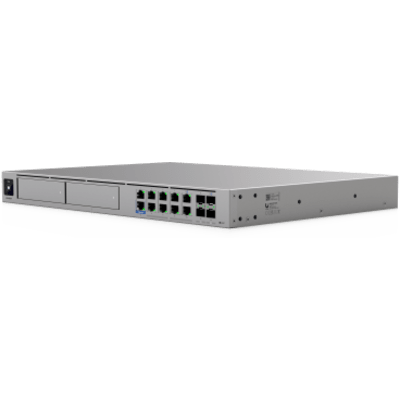 UBIQUITI - Cloud Gateway Empresarial / IDS/IPS 25 Gbps / 750+ Dispositivos / 8 Puertos 10GbE / WAN 25G SFP28 / 2 Bahías NVR 3.5" / Multi-WAN 8 Enlaces / Rack 1U