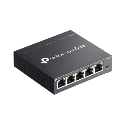 TP-LINK - Switch Gestionado Omada SDN / 5 Puertos Gigabit RJ45 / 10 Gbps Capacidad Switching / 7.4 Mpps Forwarding Rate / Gestión Cloud Centralizada / VLAN 802.1Q / QoS 8 Colas Prioridad / Metal Fanless