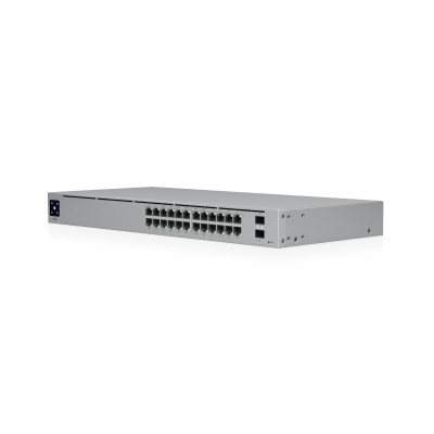 UBIQUITI - Switch UniFi Capa 2 / 24 Puertos Gigabit / 16 Puertos PoE+ 802.3af/at / 95W Total / 2 Puertos SFP 1G / Pantalla LCM / Sin Ventilador