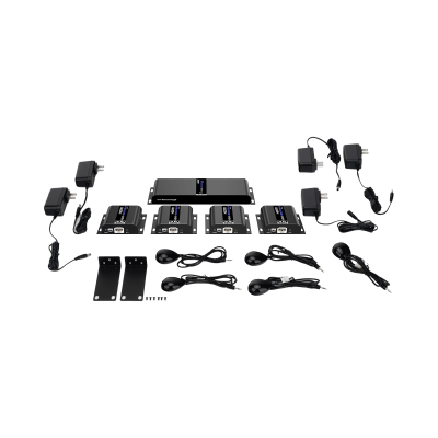 EPCOM TITANIUM - Kit Divisor y Extensor HDMI (Extender Splitter) | Divide 1 Fuente HDMI a 4 Pantallas | Extiende la señal HDMI hasta 120 m | Resolución 4Kx2K @ 60 Hz | Cat 6/6a | Uso 24/7 | Longitud del cable autoajustable