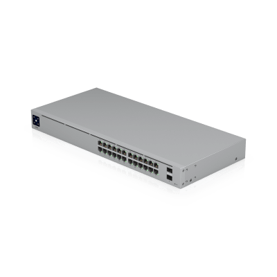 UBIQUITI - Switch UniFi Capa 2 / 24 Puertos Gigabit / 16 Puertos PoE+ 802.3af/at / 95W Total / 2 Puertos SFP 1G / Pantalla LCM / Sin Ventilador