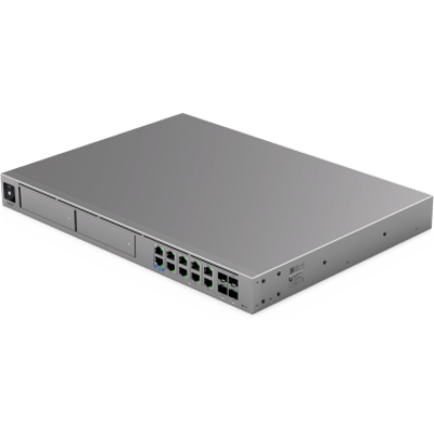 UBIQUITI - Cloud Gateway Empresarial / IDS/IPS 25 Gbps / 750+ Dispositivos / 8 Puertos 10GbE / WAN 25G SFP28 / 2 Bahías NVR 3.5" / Multi-WAN 8 Enlaces / Rack 1U