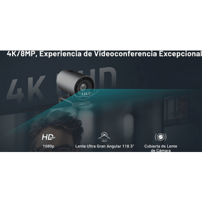FANVIL - Sistema Videoconferencia 4K Todo en Uno / Cámara 8MP + Altavoz 3W / Micrófono 8 Filas / USB Type-C BYOD / Transmisión Inalámbrica 4K / Salas hasta 32 m² (344 ft²)