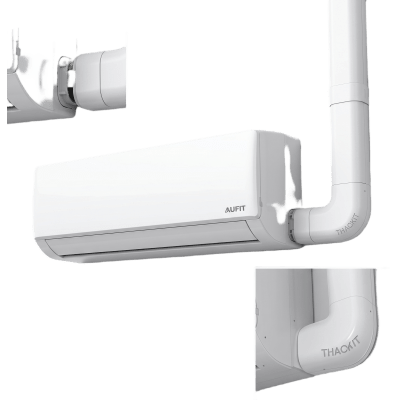 THORSMAN - Kit de Canaletas Para la Organización de Tuberías y Cables Eléctricos en Instalaciones de Aire Acondicionado, Uso en Interiores y Exteriores, PVC Rígido, Ideal Para Minisplit, Contenido de Kit (11 Piezas), (3000-00000)