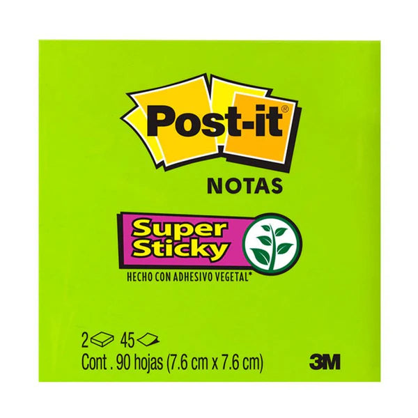 3M - Notas Adhesivas 3M Post It Super Sticky Style Color Neón 2 Pads de 45 Hojas