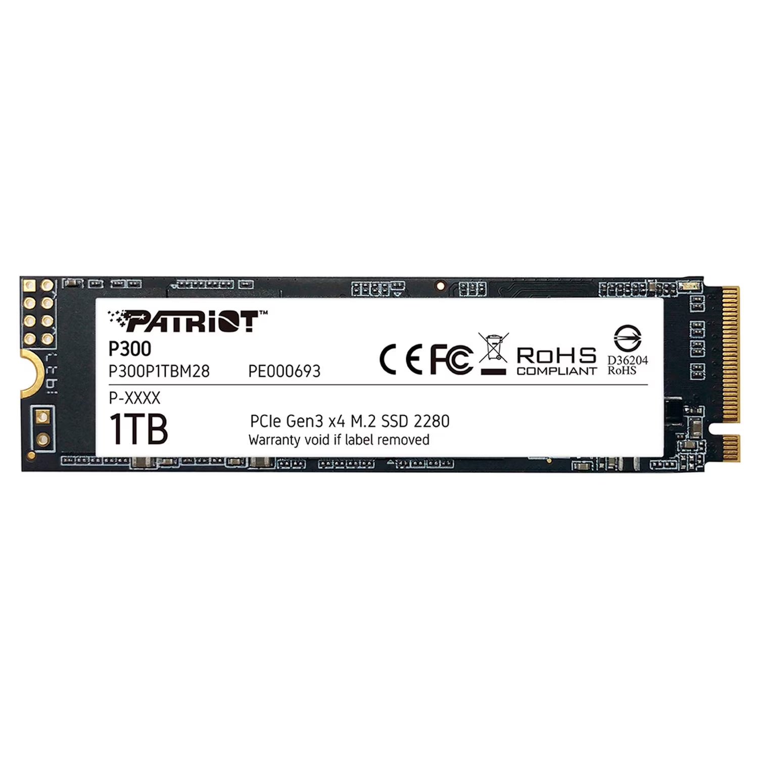 PATRIOT - Unidad SSD Patriot M.2 1TB P300 PCIE 3.0 NVME 2280 423 MB/s Escritura 2100 MB/s Lectura