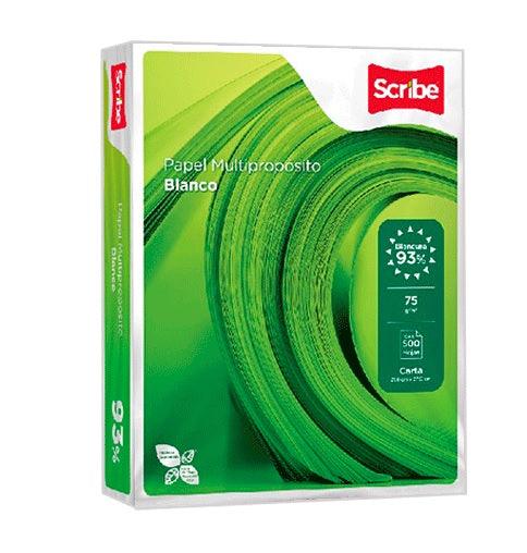 SCRIBE - Papel Cortado Scribe Ecológico Carta 93% de Blancura 75gr Caja C/5000 Hojas