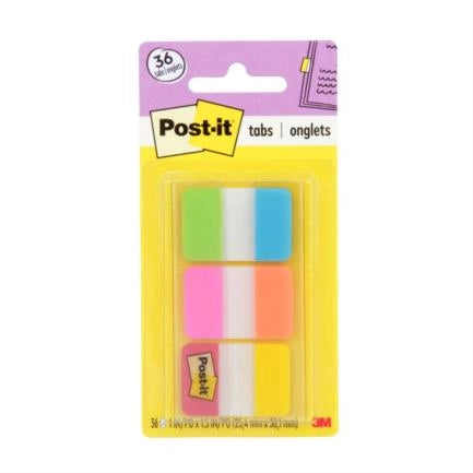 3M - Banderitas 3M Adhesivas Rígidas Colores Brillantes 2.5x3.8cm C/36 Tabs