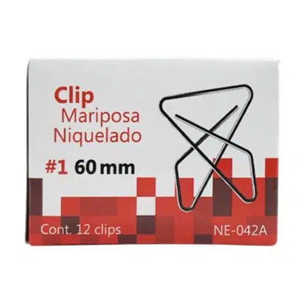 NEXTEP SOLUCIONES - Bundle Clip Mariposa Nextep Niquelado #1 60mm 12 Clips Cont. 4Piezas