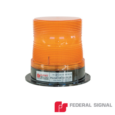 FEDERAL SIGNAL - Estrobo PULSATOR(R); 551 PLUS Faro de Flash Sencillo con Montaje Permanente, Color Ámbar, 8 J, 12-48 Vcc
