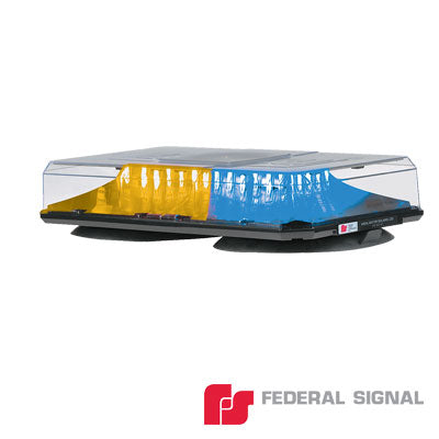 FEDERAL SIGNAL - Barra de Luces HIGHLIGHTER LED SOLARIS con Montaje de Succión e Imán (dos colores, domo claro)(Ámbar-Azul)
