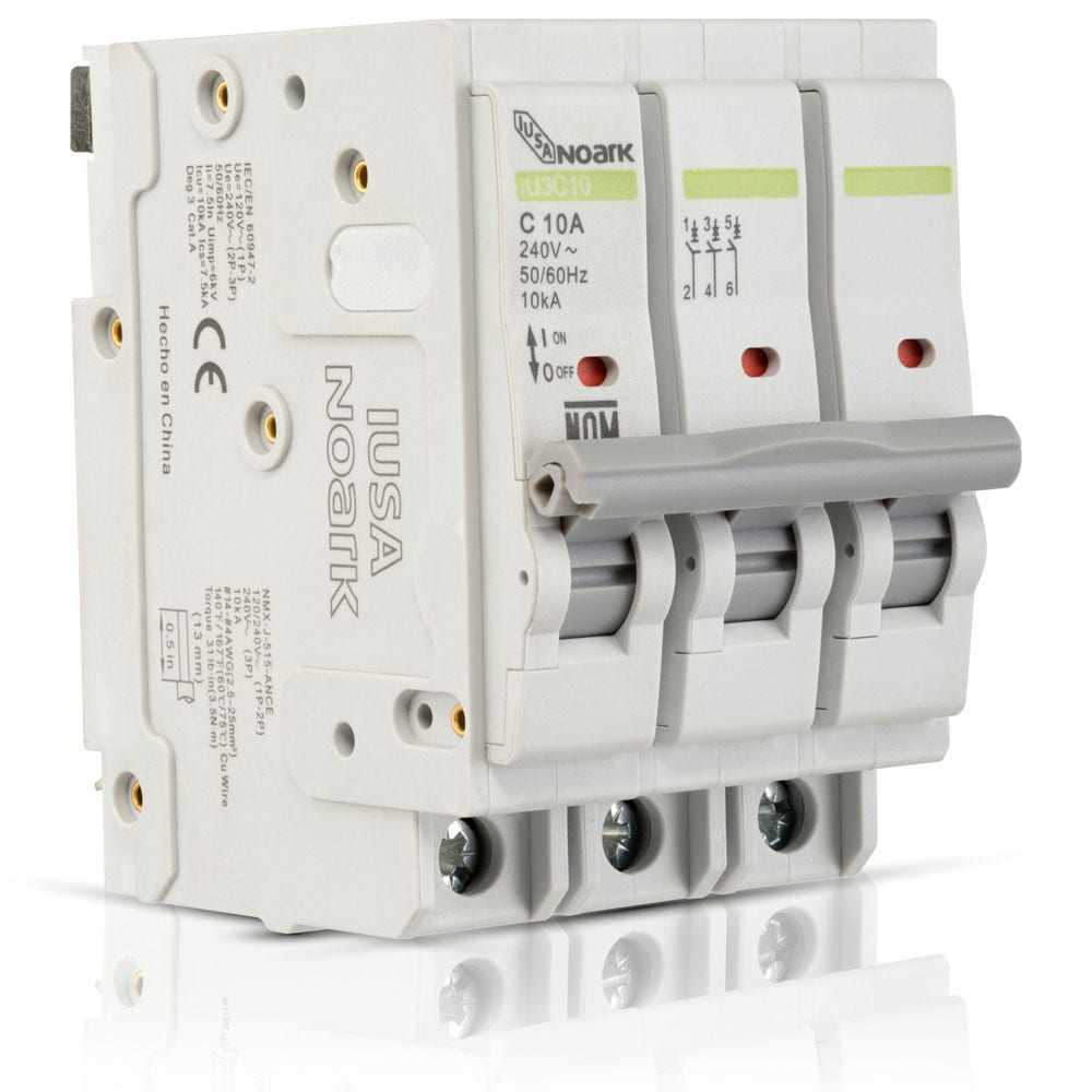 IUSA - Interruptor termomagnético enchufable, 3 polos 10 A