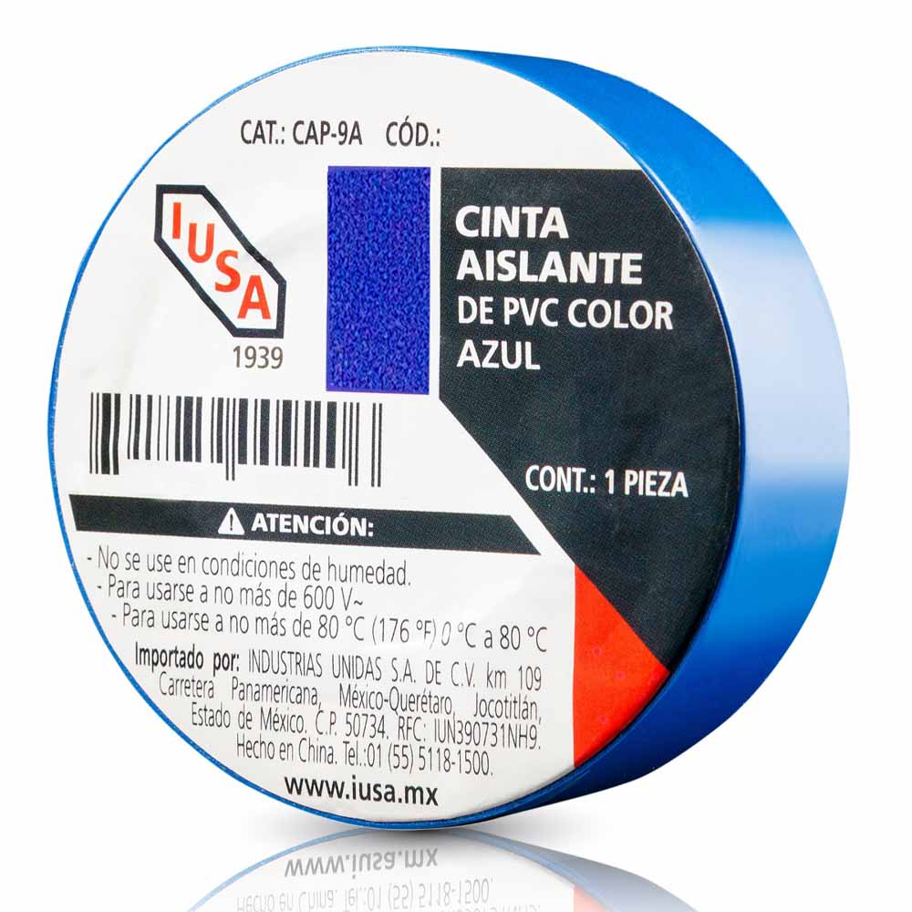 IUSA - Cinta aislante de PVC, 18 m color azul