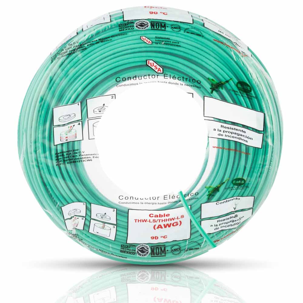 IUSA - Cable THW-LS/THHW-LS CE RoHS 10 AWG IUSA, en bolsa color verde