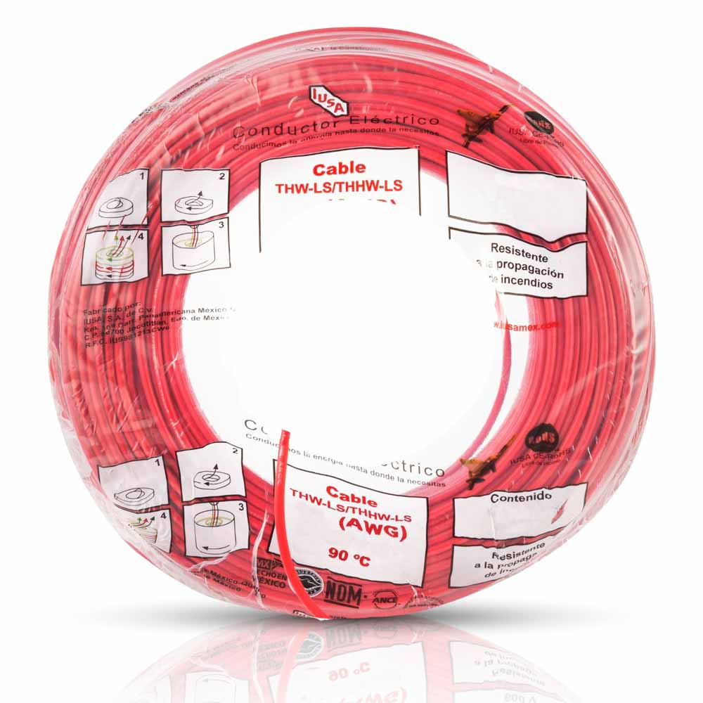 IUSA - Cable THW-LS/THHW-LS CE RoHS 10 AWG IUSA, en bolsa color rojo