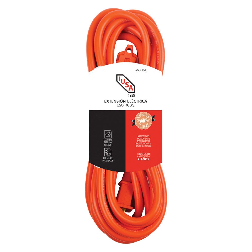 IUSA - Extensión profesional de uso rudo con fajilla, 2x16 AWG 20 m