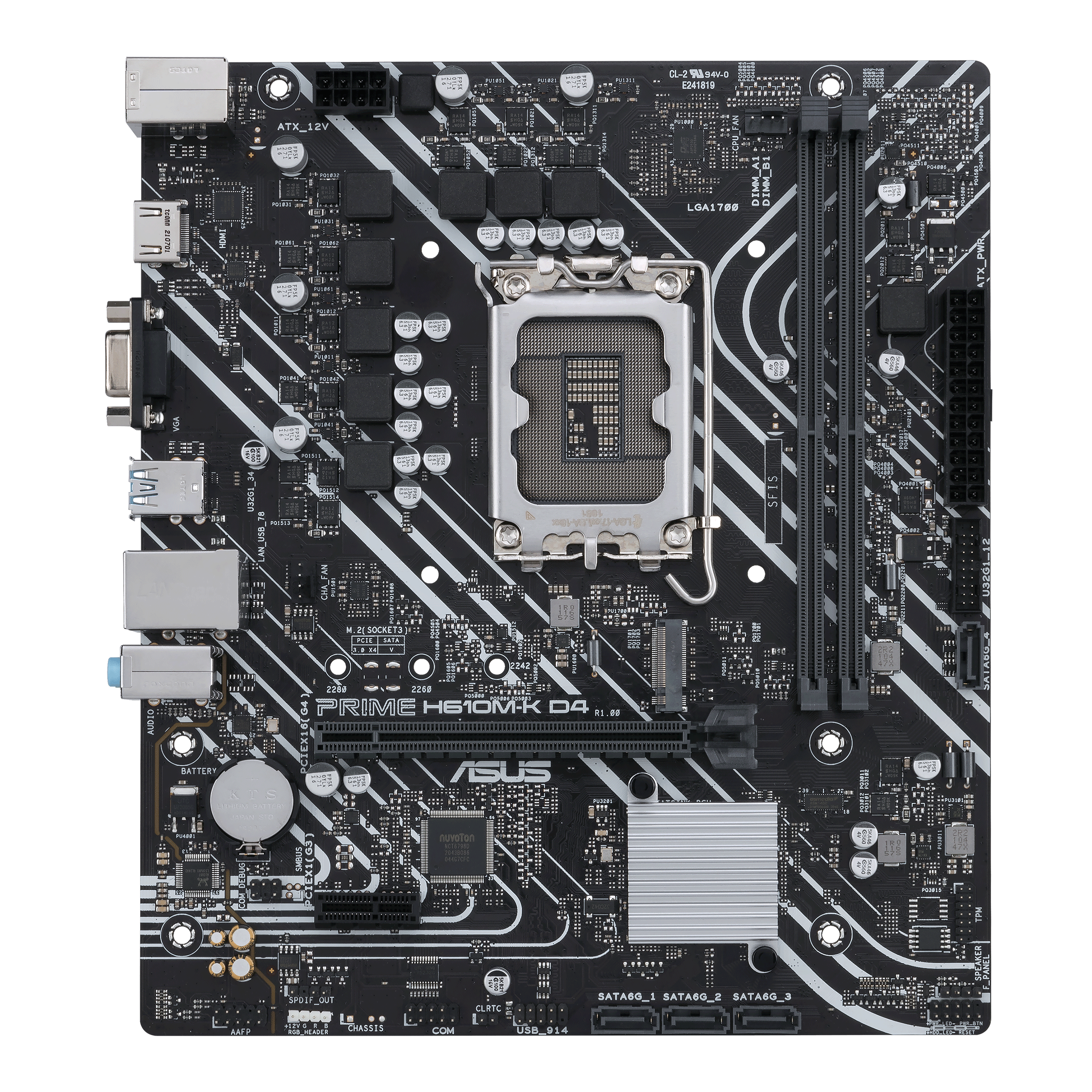 ASUS - Tarjeta Madre Asus PRIME H610M-K D4-CSM 2xDDR4 64GB 3200Mhz HDMI VGA PCIe 4.0 M.2 S 1700 12th 13th 14th Gen mATX