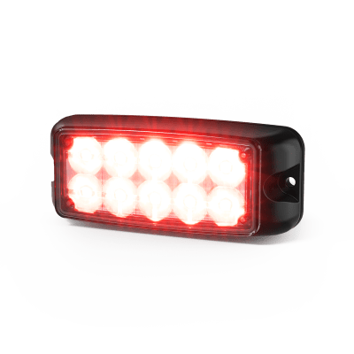 ECCO - Luz de Advertencia de 5X2" 10 LED, Rojo/Azul, Bisel Negro, Lente Transparente