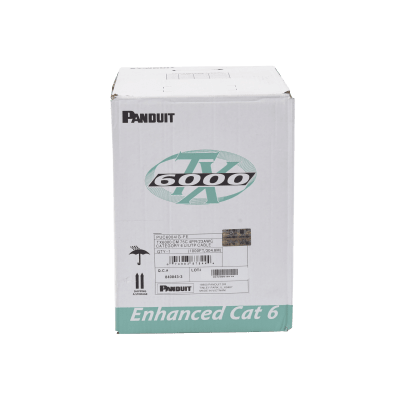 PANDUIT - Bobina de Cable UTP 305 Metros (1000 Pies) de Cobre, TX6000? PanNet, Reelex, Gris Internacional, Categoría 6 Mejorado (23 AWG), PVC (CM), de 4 Pares