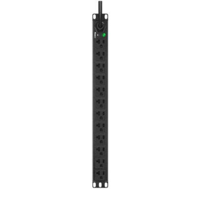 PANDUIT - PDU ES2P Básico para Distribución de Energía, Enchufe de Entrada NEMA 5-20P, Con 12 Contactos NEMA 5-20R, Instalación Horizontal de 19in, 1UR, 20 Amp, 120 Vca
