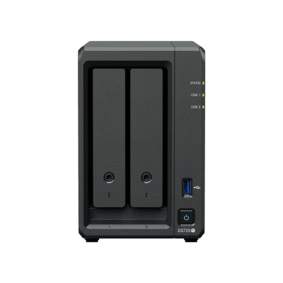 SYNOLOGY - NAS Synology DiskStation DS725+ | 2 Bahías | Expandible hasta 7 Unidades | 2 Ranuras M.2 NVMe | Puerto 2.5GbE | Rendimiento 276 MB/s Lectura y 224 MB/s Escritura | Compatible con Unidad de Expansión DX525.