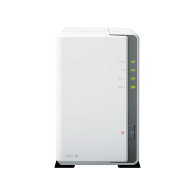 SYNOLOGY - NAS DiskStation DS223j | 2 Bahías | CPU Realtek RTD1619B 1.7 GHz | 1 GB DDR4 | Puerto 1GbE RJ-45 | USB 3.2 Gen 1 | Compatible con HDD y SSD | Synology DSM | RAID 0, 1, JBOD | SMB, AFP, NFS, FTP | Vigilancia IP