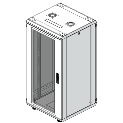 LINKEDPRO - Gabinete Rack 24 Unidades / 19 Pulgadas / Puerta de Cristal / Piso / Acero Calibres 16-18-20 / 750 Kg Carga / 600x605x1190 mm (23.6x23.8x46.9 in) / Vidrio con Cerradura