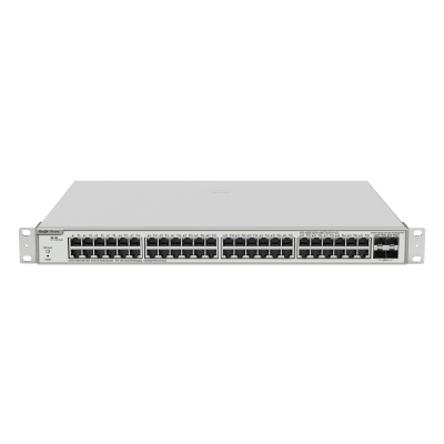 RUIJIE - Switch Administrable PoE Capa 2+ Plus, con 48 puertos Gigabit PoE 802.3af/at + 4 SFP+ para fibra 10Gb, gestión gratuita desde la nube, 370w