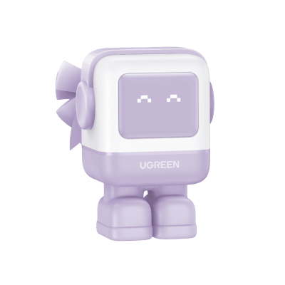 UGREEN - Cargador RobotGaN de 65W Serie UNO | 3 Puertos de Carga Rápida | 2 USB-C | 1 USB-A | PD 3.0 | QC 4.0 | Carga Inteligente | Tecnología GaN II | Zapato Magnético Extraíble | Carcasa Ignífuga | Pantalla LED