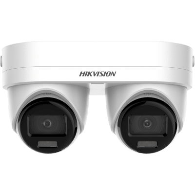 HIKVISION - PanoVu Series / Lente Dual de 4 Megapixel / 2 Lentes Fijos de 2.8 mm / Recomendado para Pasillos o Esquinas / IP67 / IK10 / PoE / WDR 120 dB / 10 mts IR / Entrada y Salida de Audio y Alarma / MicroSD