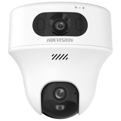 HIKVISION - Turret PT 6 Megapixel / Doble Lente (2.8 mm y 4 mm) / Dual Light (10 mts IR + 10 mts Luz Blanca) / Wi-Fi / Interior / Audio Bidireccional (Micrófono y Bocina) / dWDR  / H.265+ / 5 VCD (Conector Tipo C)