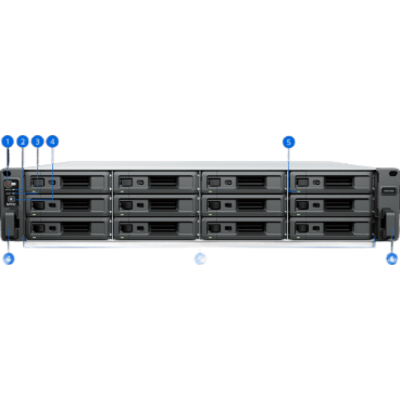 SYNOLOGY - Deep Learning NVR 12 Bahías / AMD V1780B 3.35 GHz / 16 GB DDR4 / 100 Cámaras IP / 40 Tareas IA / 2x 10GbE / Rack 2U