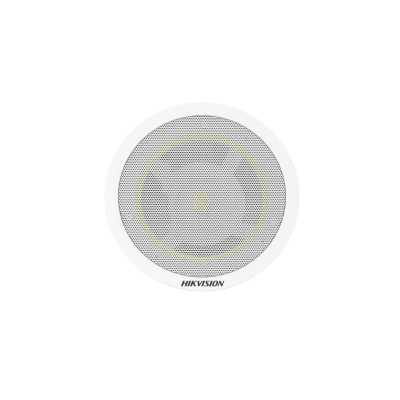 HIKVISION - Bocina (Altavoz) IP con Bluetooth | Montaje en Plafón | 3 Watts | PoE+ | Biblioteca de Audios Pregrabados | Entrada de alarma | Hik-Connect / HikCentral Profesional | Compatible con Bocinas secundarias