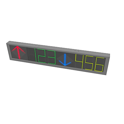 HIKVISION - Panel LED de Estacionamiento Hikvision / 6 Dígitos con 2 Flechas / 7 Colores RGB / Comunicación RS485 y RJ45 / Display en Tiempo Real / Iconos Especiales / Montaje por Suspensión