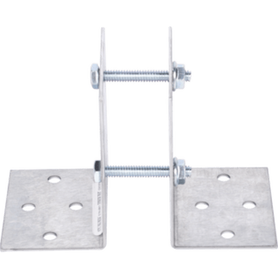 SFIRE - Base Multiposición para Poste de Cerco / Acero Galvanizado Cal. 12 / Ajuste 36° / Diámetro 1" / Instalación en Concreto / 0.36 kg