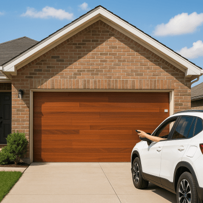 ACCESSPRO - Puerta de Garage de Alta Calidad / Estilo Americano / Acabado Laminado PREMIUM / Color Madera Clara / 12x8 Pies.
