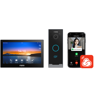 FANVIL - Kit Videoportero IP Fanvil VIK-01, Estación Interior SIP i504W + Frente de Calle i60, Llamadas HD, Desbloqueo Remoto, App Fanvil Link, Wi-Fi 2.4G/5G, PoE