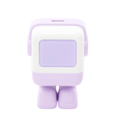 UGREEN - Cargador Mini GaNRobot 30W serie UNO | 1 USB-C de Carga Rápida | Tecnología GaN II | Multiprotocolo PD/QC/SCP/FCA | Carga Inteligente | Pantalla LED | Zapato Magnético Extraíble | Thermal Guard | Color Lila.
