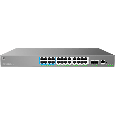 GRANDSTREAM - Switch de Red Empresarial L2++ / Serie GWN7800 Pro / 24 Puertos Gigabit PoE 400W / 2 SFP+ / Gestión Cloud GDMS / VLAN 4K / QoS Avanzado / Seguridad Integral