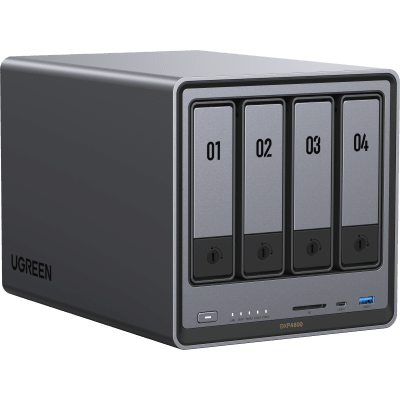UGREEN - NASync DXP4800 | SO UGOS Pro |  Intel N100 12th Gen Intel® Quad Core™ | 4-Bahias (SATA) hasta 96TB | 2* M.2 SSD hasta 16TB| 8GB DDR5 (Exp. a 16GB) | 2.5Gb Dual Ethernet | HDMI 4K | 2* USB2.0 | 1*USB 3.2Gen | 1* USB 3.2Gen2 | 1*USB-C 3.2Gen2 | SD