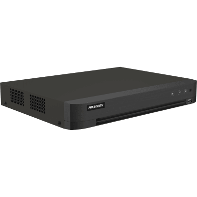HIKVISION - DVR 16 Canales TURBOHD + 16 Canales IP / 8 Megapixel (4K) / Audio Bidireccional / ACUSENSE / Audio Bidireccional / 1 Bahía de Disco Duro / Salida de Video en Full HD / H.265+