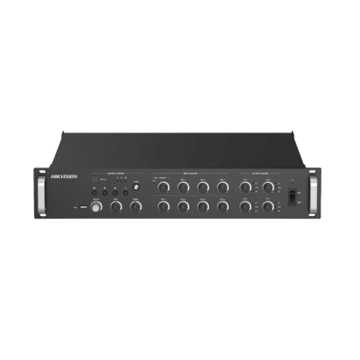 HIKVISION - Amplificador de Red |  4 Zonas de 250W | 100V/70v | Calendarización de eventos | Biblioteca de Materiales de Audio | Entrada de Alarma | Hik-Connect /Hikcentral profesional