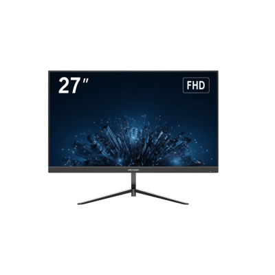 HIKVISION - Monitor LED Full HD (1080p) de 27" / Bocinas Integradas / 100 Hz / Ideal para CCTV, Oficina y Hogar / Entrada HDMI-VGA / VESA (100 X 100) / Uso 24/7 / IPS / Ultra Delgado