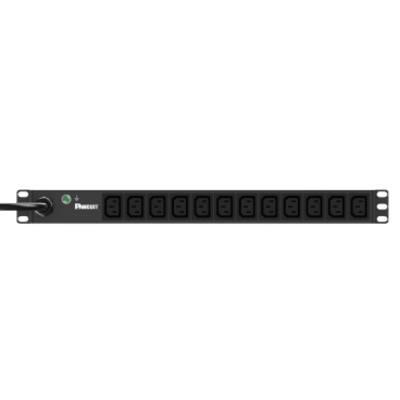 PANDUIT - PDU ES2P Básico para Distribución de Energía, Enchufe de Entrada NEMA L6-20P, Con 12 Contactos C13, Instalación Horizontal de 19in, 1UR, 20 Amp, 220 Vca