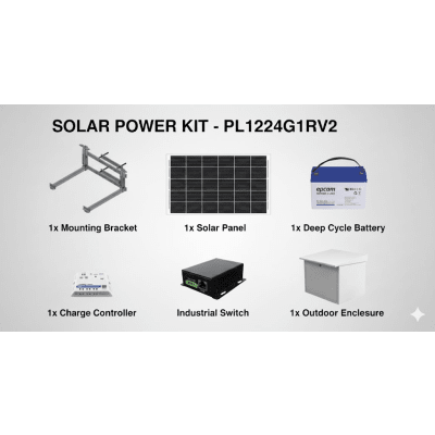 EPCOM POWERLINE - Kit Solar de 14 W con PoE Pasivo 24 Vcc para un radio de Ubiquiti airMAX o Cambium ePMP